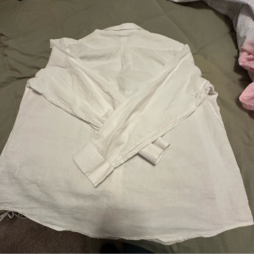 LOT OF 2 - Lands' End Men's White & Pink Linen & Cotton Button Downs - Size XL - Picture 10 of 11